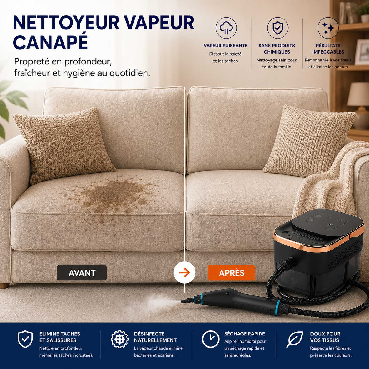 Nettoyeur vapeur canapé